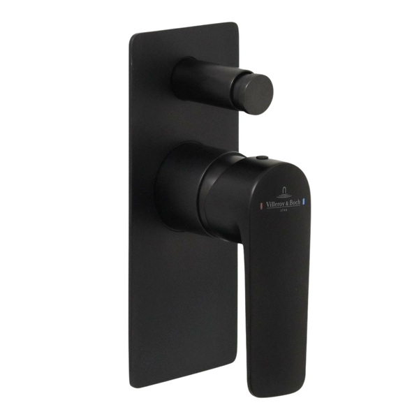 Villeroy & Boch O.Novo Style Rectangular Diverter Mixer Matte Black