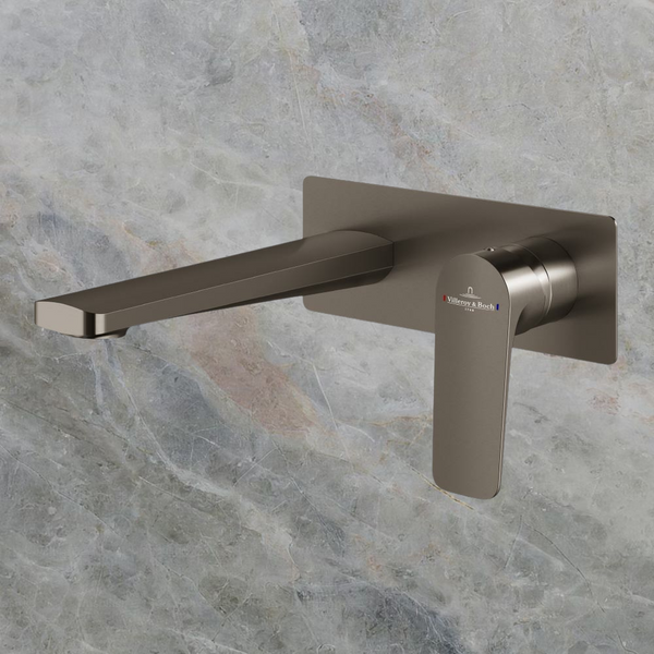 Villeroy & Boch O.Novo Style Rectangular Wall Mounted Basin Mixer Gunmetal Lead Free