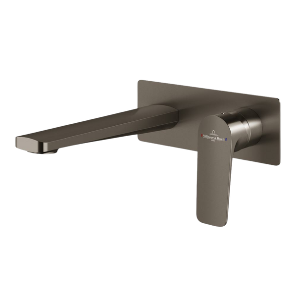 Villeroy & Boch O.Novo Style Rectangular Wall Mounted Basin Mixer Gunmetal Lead Free