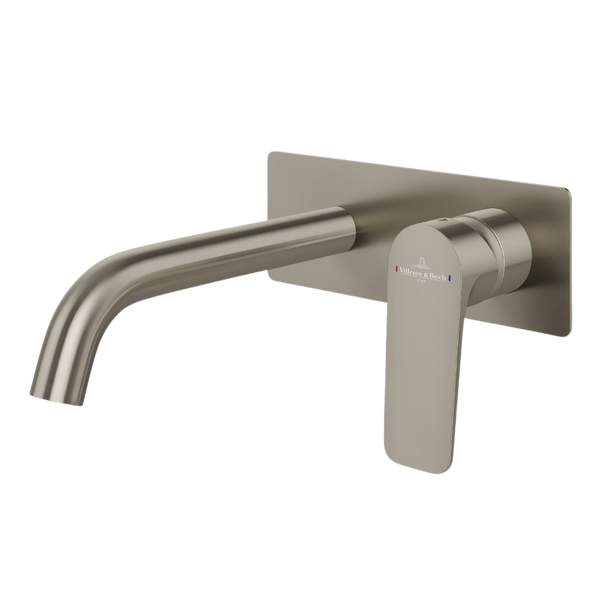Villeroy & Boch O.Novo Style S Rectangular Wall Mounted Basin Mixer Brushed Nickel Lead Free