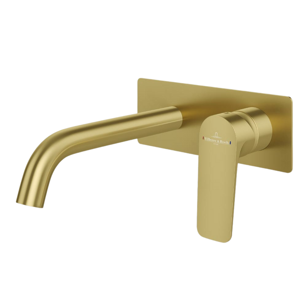Villeroy & Boch O.Novo Style S Rectangular Wall Mounted Basin Mixer Brushed Gold Lead Free
