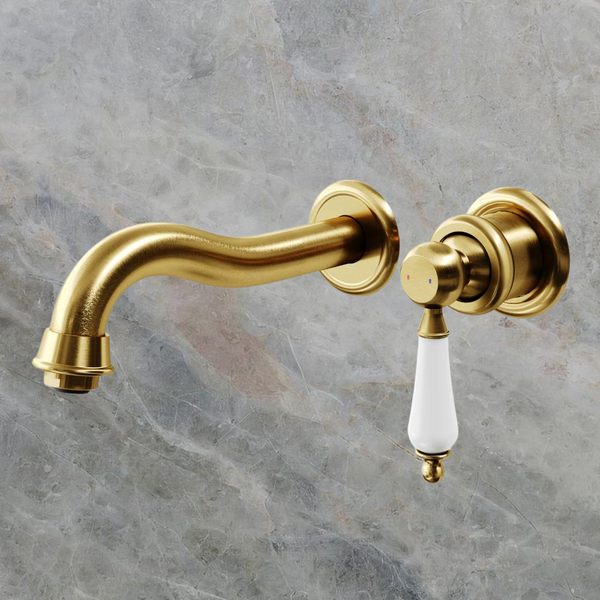 Villeroy & Boch Avia 2.0 Wall Mounted Basin Mixer Ceramic Lever Brushed Gold Lead Free