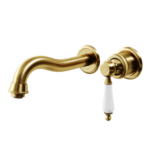 Villeroy & Boch Avia 2.0 Wall Mounted Basin Mixer Ceramic Lever Brushed Gold Lead Free