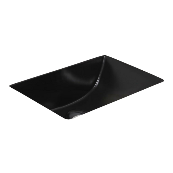 Argent Pace 460mm Rectangular Under Counter Basin with Overflow Matte Black