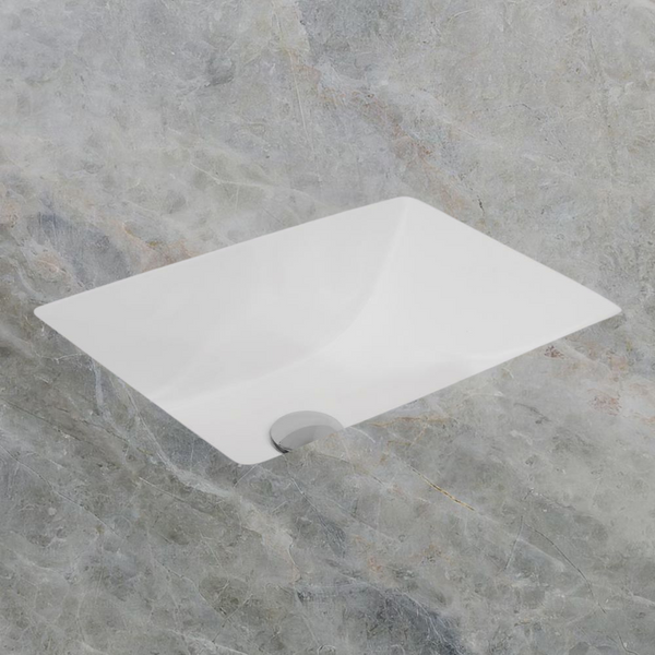 Argent Pace 460mm Rectangular Under Counter Basin with Overflow Matte White