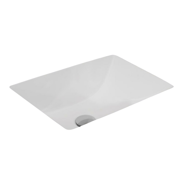 Argent Pace 460mm Rectangular Under Counter Basin with Overflow Matte White
