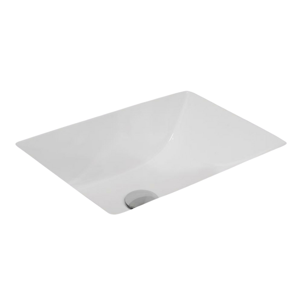 Argent Pace 460mm Rectangular Under Counter Basin with Overflow Gloss White
