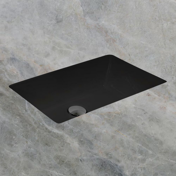 Argent Zen Neu 535mm Rectangular Under Counter Basin with Overflow Matte Black