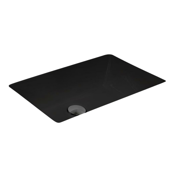 Argent Zen Neu 535mm Rectangular Under Counter Basin with Overflow Matte Black