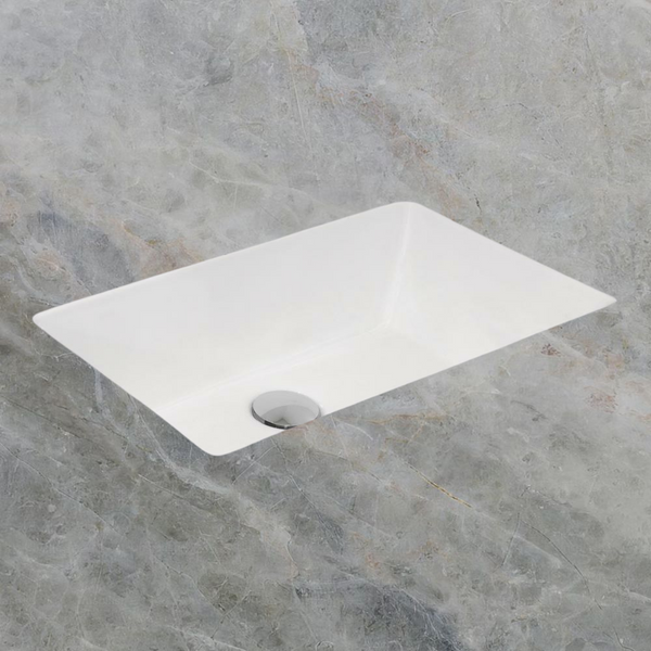 Argent Zen Neu 535mm Rectangular Under Counter Basin with Overflow Matte White