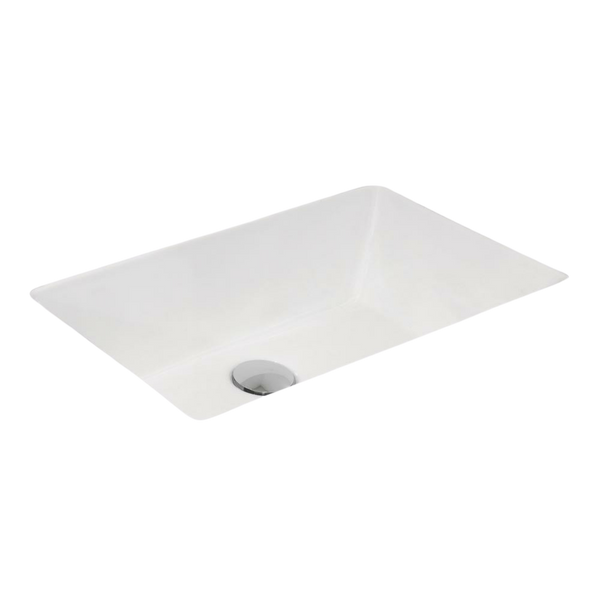 Argent Zen Neu 535mm Rectangular Under Counter Basin with Overflow Matte White