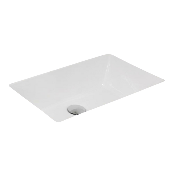 Argent Zen Neu 535mm Rectangular Under Counter Basin with Overflow Gloss White