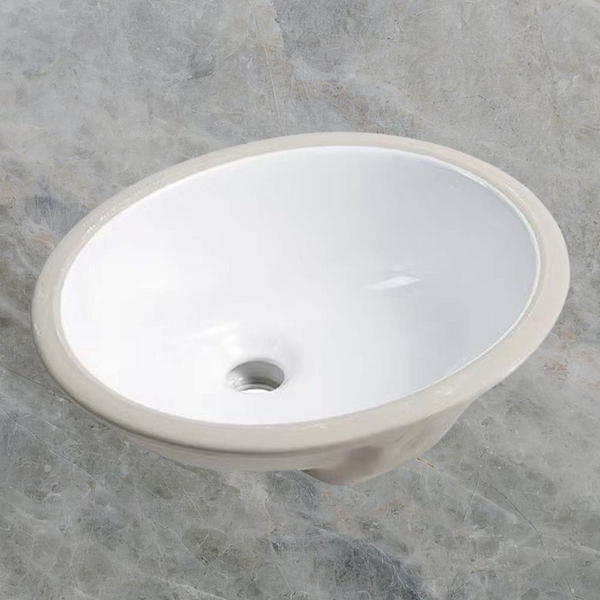 Argent Azure Neu 430mm Oval Under Counter Basin with Overflow Gloss White