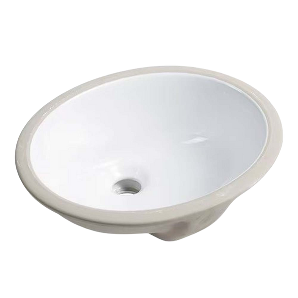 Argent Azure Neu 430mm Oval Under Counter Basin with Overflow Gloss White
