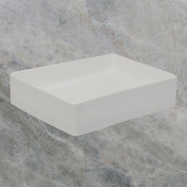 Argent Grace Neu 470mm Rectangular Vessel Basin Gloss White
