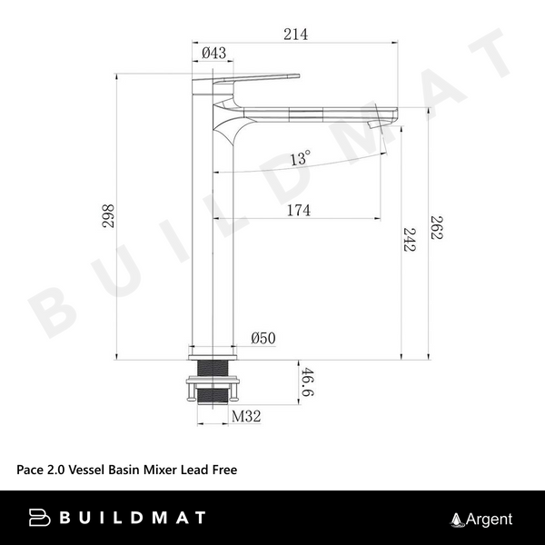 Argent Pace 2.0 Vessel Basin Mixer Gunmetal Lead Free