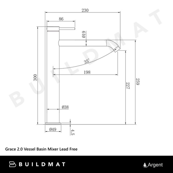 Argent Grace 2.0 Vessel Basin Mixer Matte Black Lead Free