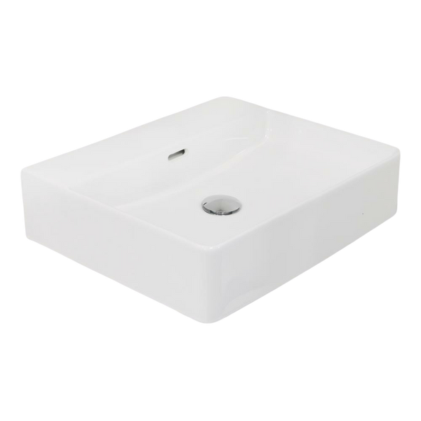 Argent Evo Neu 500mm Rectangular Counter Top or Wall Hung Basin with Overflow Gloss White