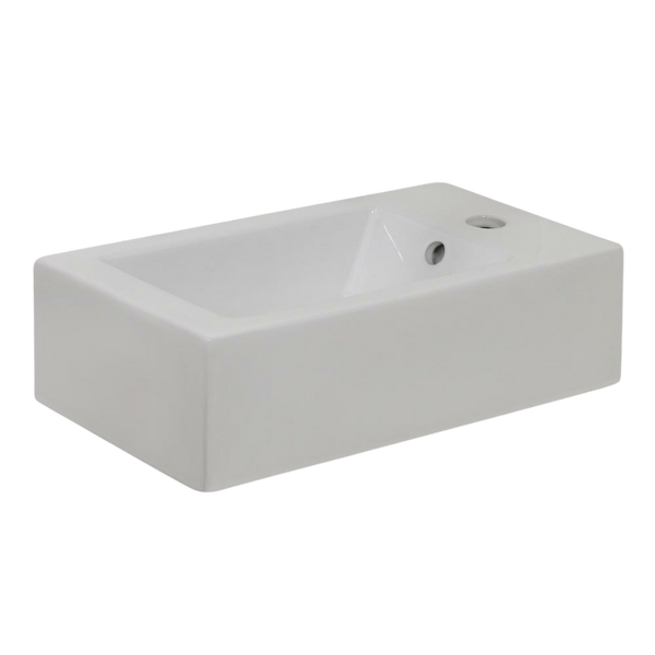 Argent Mode Neu Rectangular 500mm Hand Wash Basin with Overflow 1 Tap Hole Gloss White