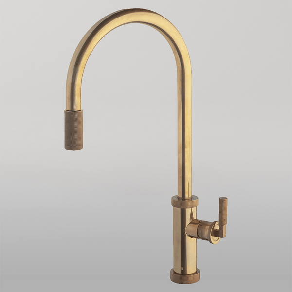 Armando Vicario Urban D Pull Out Kitchen Mixer Natural Brass