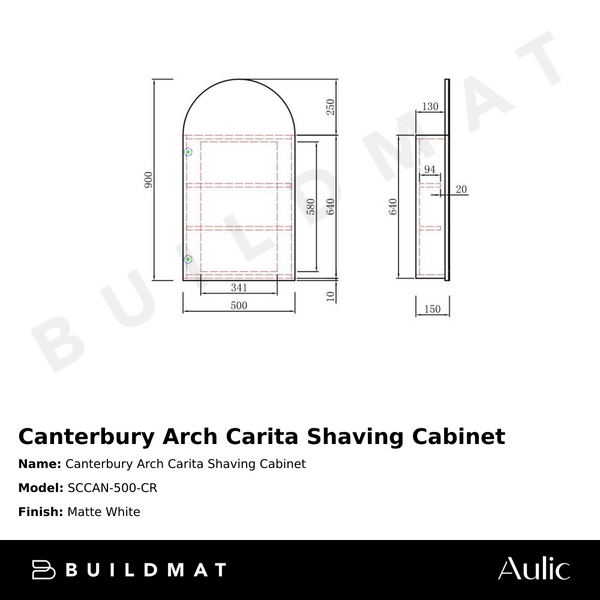 Aulic Canterbury Arch Carita Shaving Cabinet