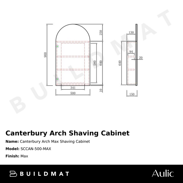 Aulic Canterbury Arch Max Shaving Cabinet