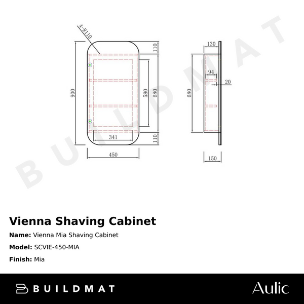 Aulic Vienna Mia Shaving Cabinet