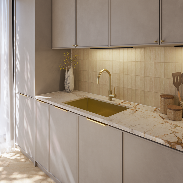 Alma Brushed Brass Gold Avisa 700x450 Large Single Bowl Sink