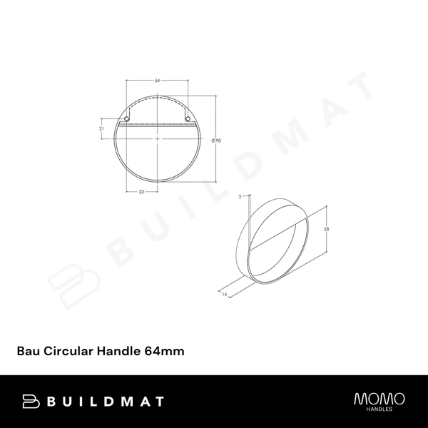 Momo Handles Bau Circular Handle 64mm Matte Black