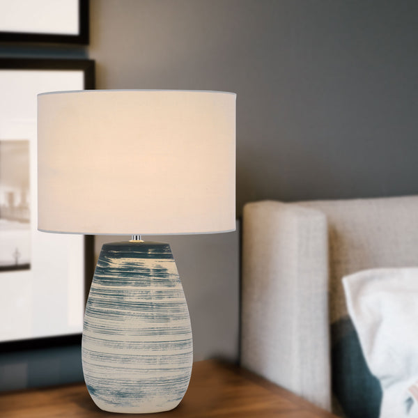 Telbix Batik Ceramic Table Lamp Blue