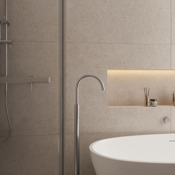 Alma Mira Freestanding Floor Spout Brushed Nickel