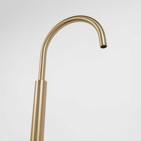 Alma Mira Freestanding Floor Spout Brushed Brass Gold