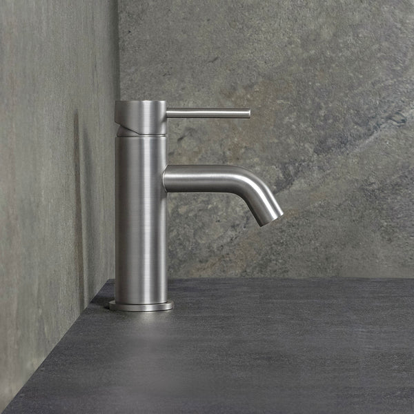 Alma Mira Brushed Nickel Short Basin Mixer