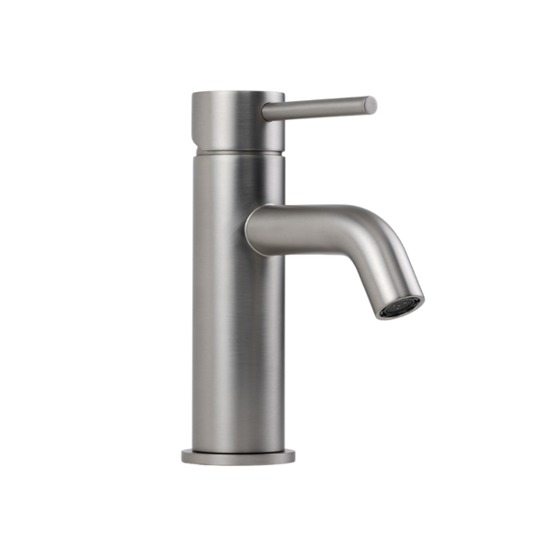 Alma Mira Brushed Nickel Short Basin Mixer