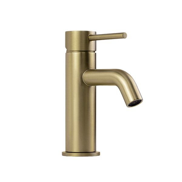 Alma Mira Brushed Brass Gold Short Basin Mixer