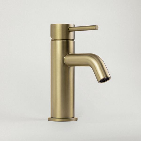 Alma Mira Brushed Brass Gold Short Basin Mixer