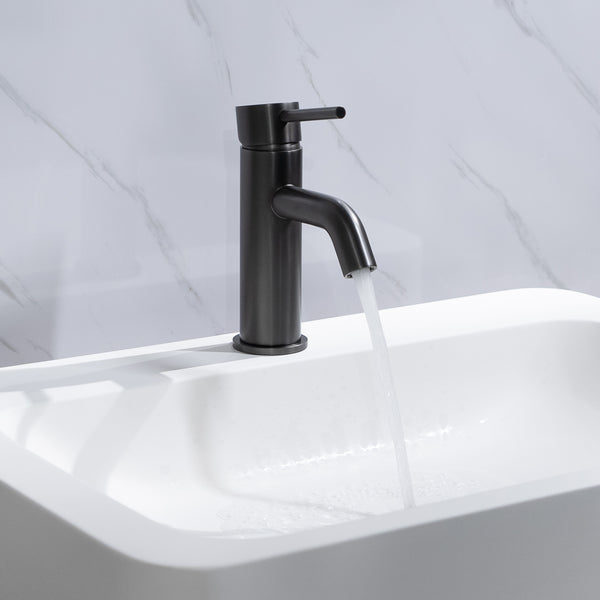 Alma Mira Brushed Gunmetal Short Basin Mixer