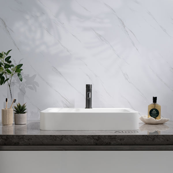 Alma Mira Brushed Gunmetal Short Basin Mixer