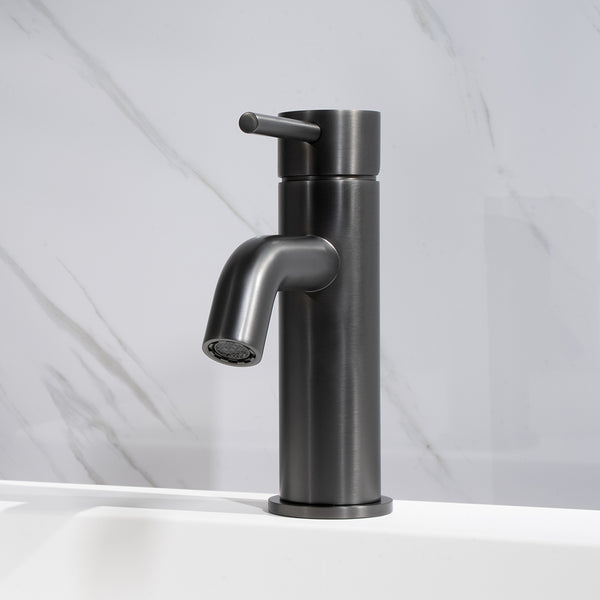 Alma Mira Brushed Gunmetal Short Basin Mixer