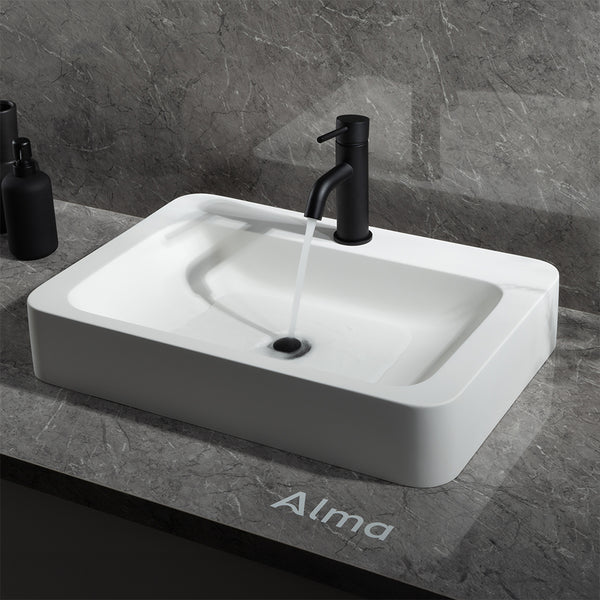 Alma Mira Matte Black Short Basin Mixer