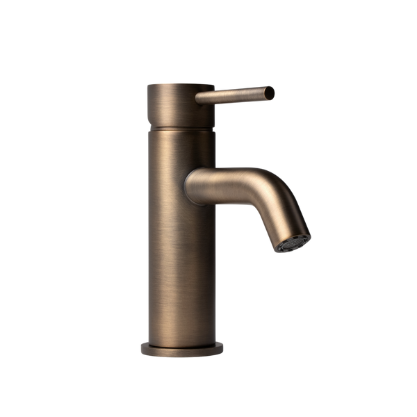 Alma Mira Brushed Vintage Antique Brass Short Basin Mixer