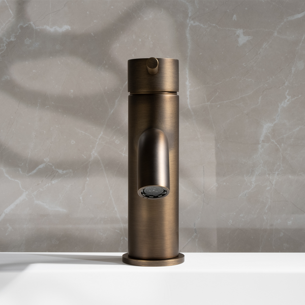 Alma Mira Brushed Vintage Antique Brass Short Basin Mixer