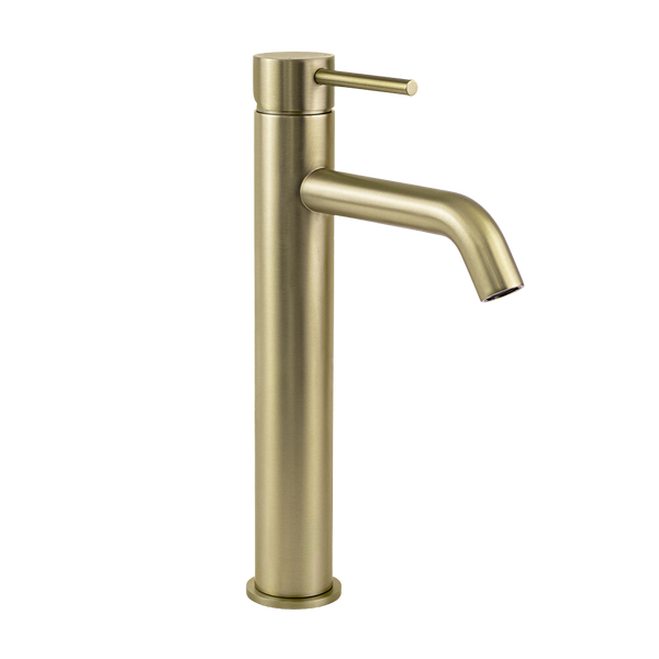 Alma Mira Brushed Brass Gold Tall Basin Mixer