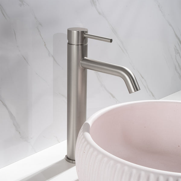 Alma Mira Brushed Nickel Tall Basin Mixer