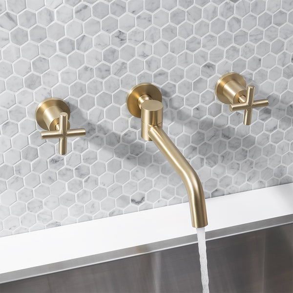 Alma Mira Brushed Brass Gold Swivel Wall Spout