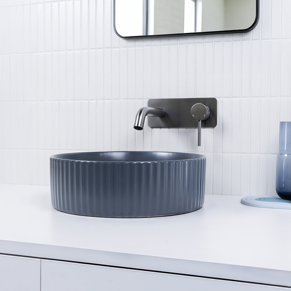 Alma Camilla Fluted Matte Blue Basin