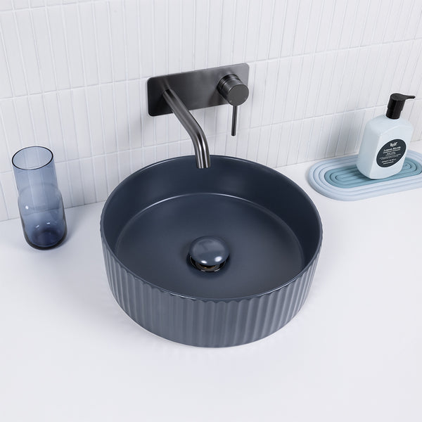 Alma Camilla Fluted Matte Blue Basin