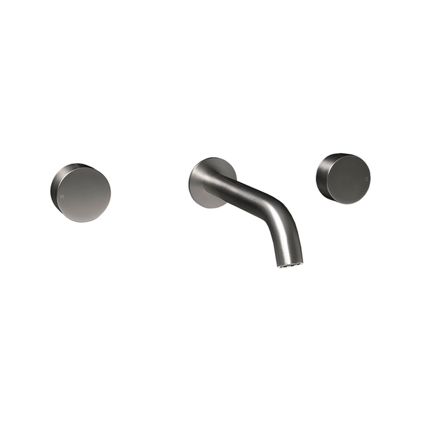 Alma Brushed Nickel Simple Circle Handles and Wall Spout Set