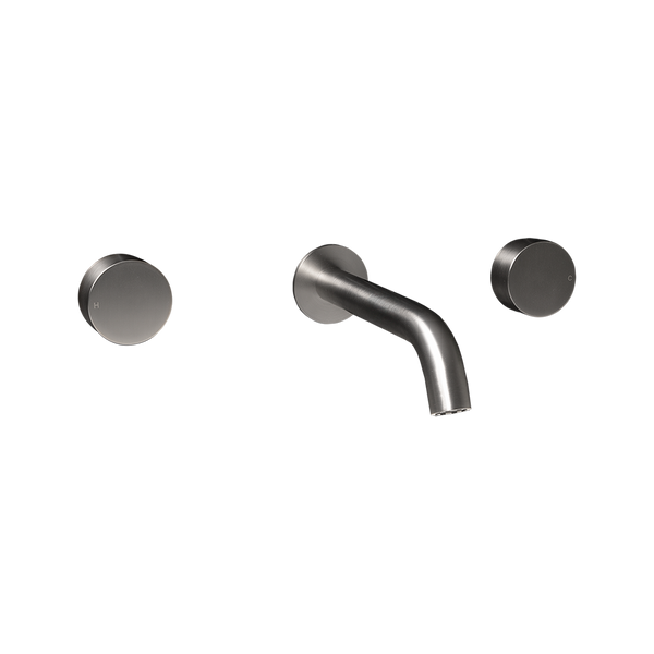 Alma Brushed Nickel Simple Circle Handles and Wall Spout Set