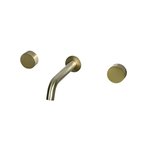 Alma Brushed Brass Gold Simple Circle Handles and Wall Spout Set